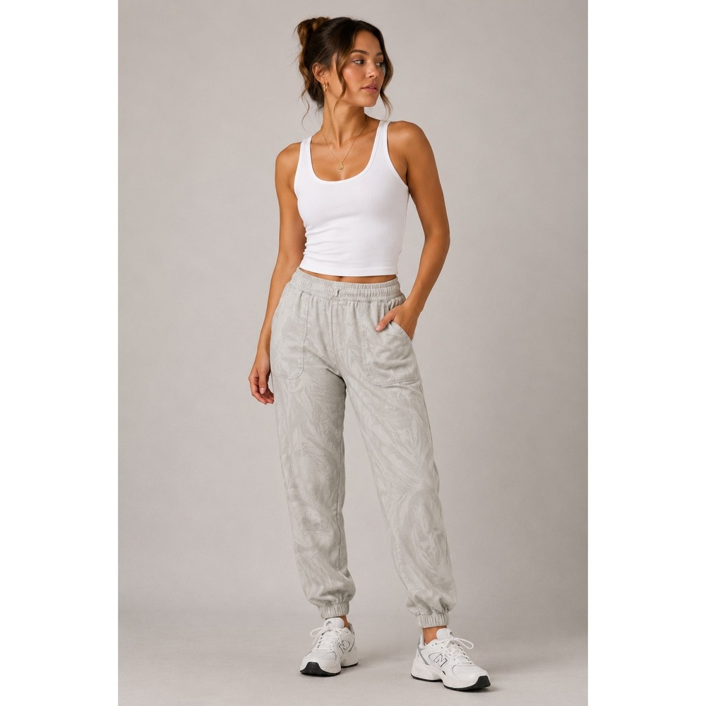 Athleta Fall Allon Printed Joggers Pants Light Grey Size 14 |D1